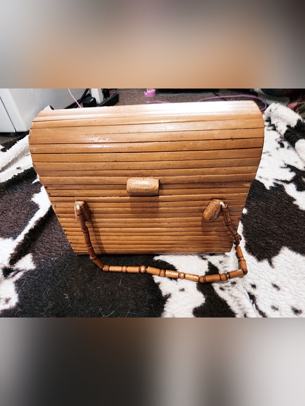 WOMEN'S 80'S HANDMADE BAMBOO RESORT BAG - TAN